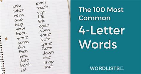 4 letter words from|100 most common 4 letter words.